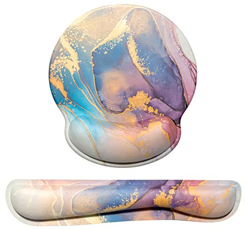 Dapesuom Keyboard Wrist Rest and Mouse Pad Support, Memory Foam Rests for Set, Ergonomic Non Slip Base Easy Typing & Pain Relief, Abstract Marble (HSTZ-Abstract Marble)