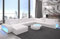 Sofa Berlin XXL U Form Wohnlandschaft mit LED Beleuchtung und Ottomane (Ottomane Links, White)
