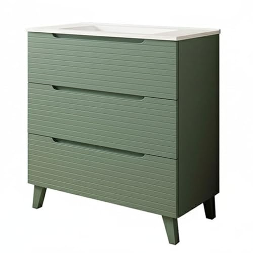 Kibath Mueble de baño con Lavabo Boreal 100x45 cm Acabado Verde Lago Mate 3 cajones con Patas