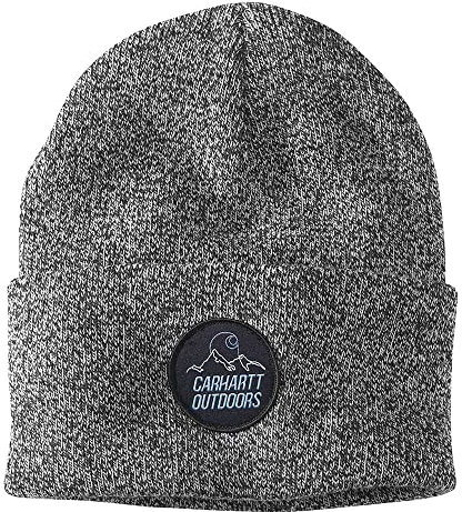 Carhartt Herren Knit Outdoor Patch Beanie, schwarz / weiß, Einheitsgröße