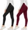 AMIYOYO Leggings Damen 2er Pack Sporthose Fahrradhose High Waist Leggins Blickdicht Elastische Weiche Bauchweg Hosen für Yoga Fitness Outdoor Freizeit(Schwarz+Weinrot,XXL=DE50-54)