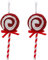 Toyland® Paquete de 2-14cm Rojo y Blanco Brillo Estilo Bastón de Caramelo Decoraciones para Árbol de Piruletas - Adornos Colgantes de Navidad