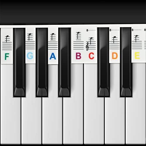Piano Notes Guide Removable Piano Keyboard Note Labels for Learning, 88-Key Full Size,Great visual tool for kids and beginners (Rainbow)