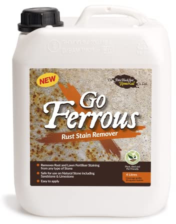 Go Ferrous - Rust and Fertiliser Staining Remover - Suitable for Patios, Paths, and Garden Stonework - Safe on Sandstone, York Stone, Limestone, Granite - Garden Friendly - 4L / 20 sq m
