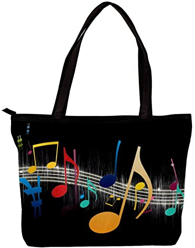 TBOUOBT Damen Tote Umhängetasche, Handtasche mit großer Kapazität,Farbige Musiknoten