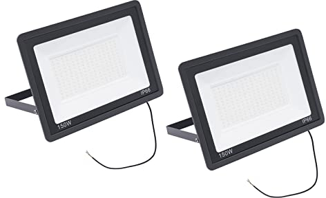 Esyogen 2 x 150W LED Scheinwerfer 12000 6200K LM Wasserfest LED Scheinwerfer IP66 LED Außen Strahler,für Sportplätze Garagen Garten Hinterhof,Weiß [Energieklasse E]