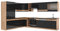 Vicco Eckküche Fame-Line, Schwarz-Eiche Hochglanz/Goldkraft Eiche, 257 x 347 cm