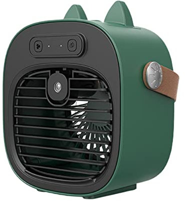 entilador de aire acondicionado, batería de 4000 mAh, recargable, bajo nivel de ruido, gran tanque de agua, ventilador de 3 niveles, ventilador de nebulización de escritorio ajustable para dorm Ver