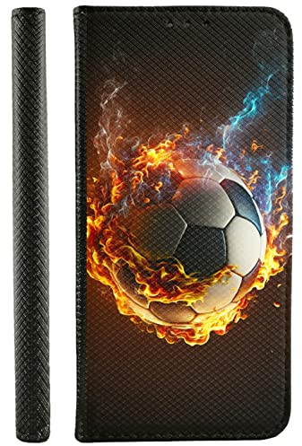 KX-Mobile Handyhülle für iPhone 6 / 6s Hülle aus Kunstleder zum klappen mit Motiv 3535 Fußball Feuer Blauer Rauch