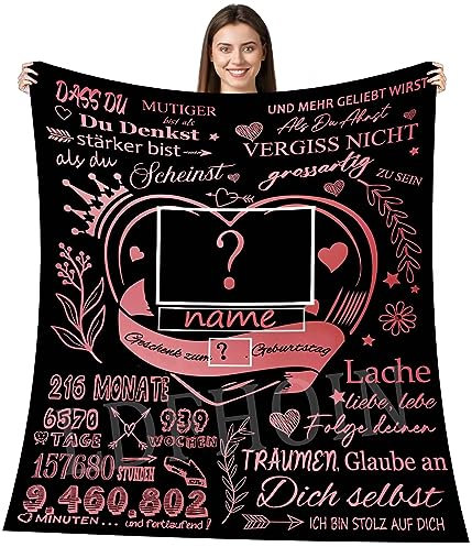 LDFHOIN Personalisierte Geburtstag Geschenke Kuscheldecke für Meine Tochter, Positive Ermutigung An Meine Tochter Personalisierte Decke von Eltern Superweiche Nachricht Brief Decke (Alter+Name)