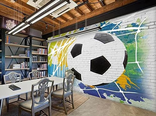 songqians Papier Peint Panoramique Mur De Briques De Football Noir Et Blanc Papier Peint 3D Tapisserie Murale Décoration Chambre Salon -310634 350x250cm