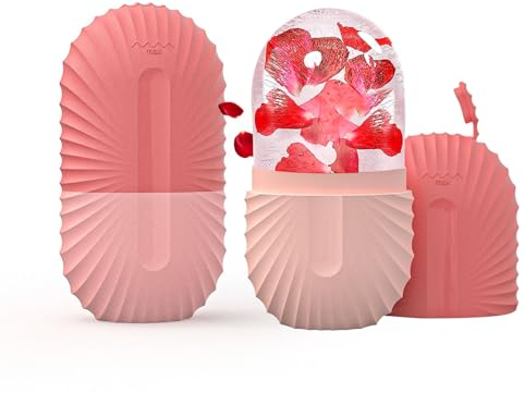 JasCherry Ice Roller for Face,Reusable Face Roller Skin Care,Ice Face Roller for Face&Eye Puffiness Relief,Facial Ice Roller for Face Care,Silicone Ice Mold,Ice Globes for Beauty,Face Massager(Pink)