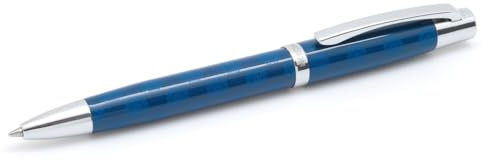 inoxcrom: Kugelschreiber ARC Royale aus Metall | blau lackiert mit Chrom-Finish | Laser-strukturierte Lasergravur Royale | Geschenkverpackung | Drehmechanismus