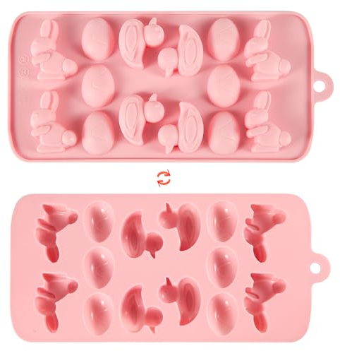 Moldes de Silicona de Pascua para Chocolate Dulces, Moldes de Chocolate de Pascua Moldes de Pato Herramienta para Hornear y Bricolaje para Fiestas de Pascua, Artesanías de Resina (Rosa)
