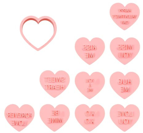 Luckious Love Heart Cookie Cutters Set - 10 Pieces 3D Plastic Heart Molds Biscuit Cutters for Party Supplies Decorations