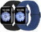 Finoriss Armband Kompatibel mit Apple Watch 38mm 40mm 41mm, Geflochtenes Elastisches Nylon Armband für Apple Watch Series 9 SE 8 7 6 5 4 3, Schwarz/Blau
