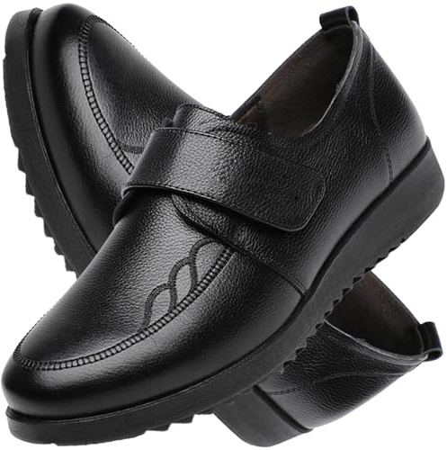 AEHO Scarpe Ortopediche da Ginnastica a Strappo per Piedi Gonfi e Larghi, Supporto Chirurgico per Pollice Valgo, Nero, 39, 245mm