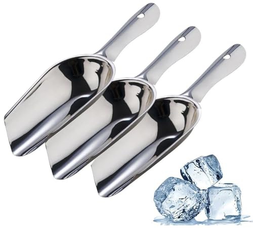 Virsus Paletta per Ghiaccio in Acciaio Inox 4702, Lunghezza 24 cm, Pala per alimenti con manico ergonomico, per Farina, Cereali, Spezie, Legumi, Cubetti Ghiaccio, Accessori Barman (3)