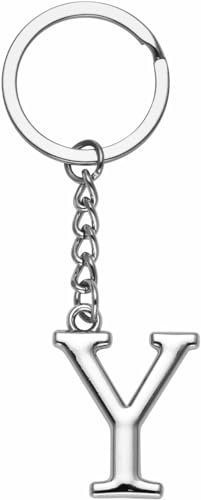 LUODAN Cadeau Femme Homme Porte-clés, Argent A-Z 26 lettre initiale pendentif porte-clés-Cadeaux Sœurs Amitié Collègue Papa Marraine Parrain idées Cadeaux Meilleur Ami Anniversaire (Y)
