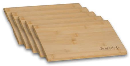 Kesper | 5er Pack Brotzeitbrett| Bambus | 32 x 21 cm extra groß | mit Einbrand Brotzeit | FSC-zertifiziert