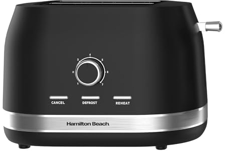 Hamilton Beach Toaster 2 Slice, Ella, 800W, Wide Slots, 7 Variable Browning Levels, Defrost, Cancel & Reheat Settings, Removable Crumb Tray, Integrated Cord Storage, Matte Black - HBT1322MB