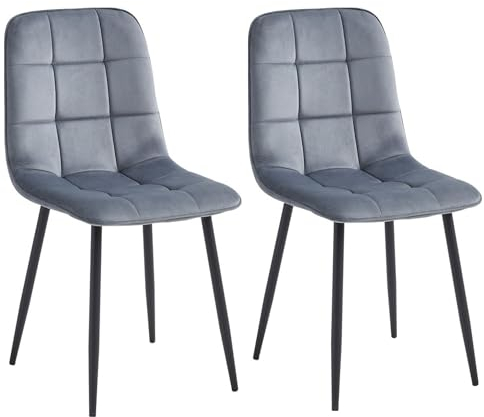 Colenis - Ela Esszimmerstühle - 2er Set - Grau - Samt - Für Esszimmer, Küche & Wohnzimmer - Modernes Design