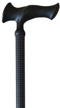 Stock-Fachmann® Höhenverstellbarer Gehstock Ergonomischer Super Soft Escort Schwarz Grau 10-fach Höhenverstellbar Von 76-98cm Eigengewicht 400g Belastbar Bis 100kg Mehr Gangsicherheit