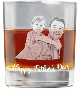 Personnalisé gravé 12 OZ photo whisky verre, personnalisé gravure laser croquis verre à bière cadeau de fête des pères pour papa, idée cadeau d'anniversaire pour papa mari petit ami (Style 1)