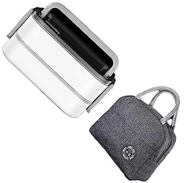 kesurpae Beheizte Lunchbox, 2/3 lagiger, isolierter Lunchbehälter aus Edelstahl, thermische Bento Box, Abnehmbarer Mahlzeitenwärmer mit Griff, Typ 1