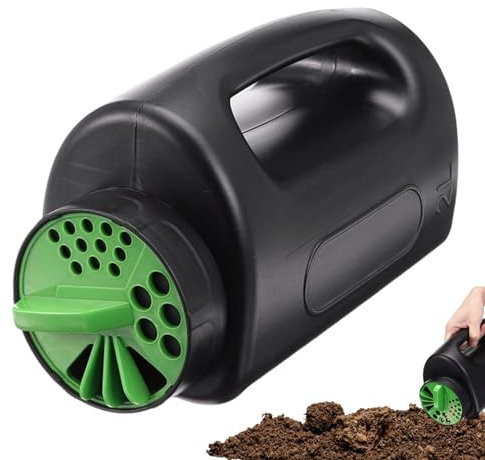 Generisch Esparcidor de abono manual, manivela a mano, 2 litros, con modos de apertura ajustables para césped y jardín