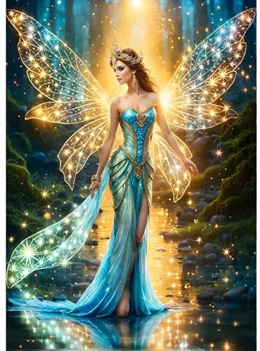 QINRUBB Engel Fee Diamond Painting Erwachsene, 5D Flügel Diamant Painting Bilder Anfänger, DIY Traumland Runder Vollbohrer Diamanten Malerei Stickerei Kreuzstich Geschenke Home Wand Dekor 30x40cm