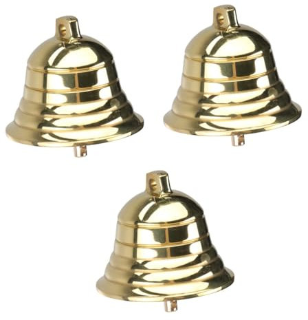 TOPBATHY 3 STK Messingglocke glöckchen Gold weihnachtsdeko weihnachtdeko golduhr Glocken für das Handwerk Weihnachtsbastelglocke Klingeln Weihnachtsglocken kreativer Glockenanhänger Golden