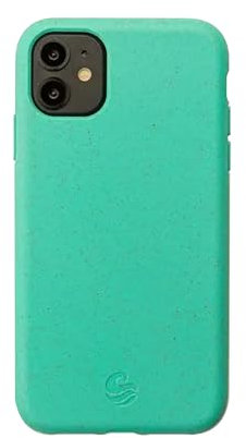 Wave Case Schutzhülle für iPhone 11, umweltfreundliche Weizenstroh-Handyhülle mit stoßdämpfenden Ecken, 2 mm erhöhter Rand, ultradünnes Design, 360°-Schutz, Türkis
