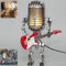 EHOTER Sherum Mic Rockbot, 2024 Vintage Microphone Guitar Robot Lamp, Music Gifts for Men, for Music Lovers, Vintage Light Home Decor Nightstand Desk Lamp for Bedroom, Music Studio (Red)