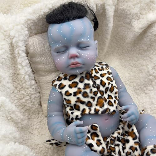 RXDOLL 50CM Avatar Reborn Baby Puppen Mädchen Silikon Ganzkörper Vinyl Schlafende Neugeborene Babypuppen Vollsilikon Echtes Leben Anatomisch korrekte Avatar Baby Puppe