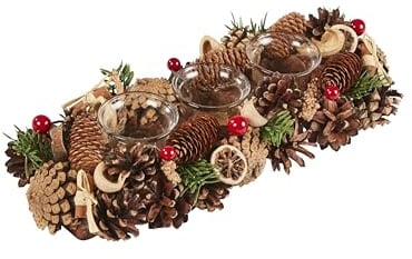Smart Garden Winter Spice Candle Holder - Natural Pinecones, Foliage and Berries - 36cm - Christmas Candle Holder - Christmas Table Décor Festive Xmas Decoration