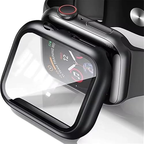 JoeJessi Pack de 2 fundas protectoras para Apple Watch Series 44 mm 49 mm Hard PC Case with Tempered Glass Screen Protector de Pantalla Alta Sensibilidad Full Protection (Black)