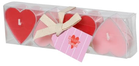 Teelichter Kerzen Paraffin 2x4cm Herzen 4 Stück - klein & duftneutral - Teelicht für Hochzeit Valentinstag Muttertag - Tischkerzen Dekokerzen - Tischdeko & Hochzeitsdeko - Rot Rosa