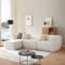 [en.casa] Modular Sofa 3-Sitzer Hurvas mit Longchair Wohnzimmer Couch Bouclé Polstersofa 2 x Eckelement mit Armlehne 1 x Mittelelement 1 x Hocker Relaxsofa 76 x 313 x 181 cm Cremeweiß