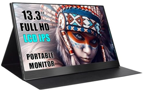 13.3-Inch Portable Monitor,Small HDMI Monitor, 1080P Built-in Speaker USB-C HDMI Port, Suitable for Laptops, Phone, PS5/4 Switches, Travel Monitors