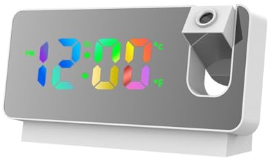 Tuesoa Electronic Clock LED Large Screen Mirror Smart Alarm Clock Projection Small Alarm Clock