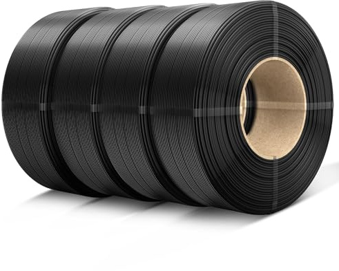 SUNLU 4KG PETG Filament Refill 1.75mm, 1KG/Rolle, 4 x Schwarz | No-Spule PETG 3D Drucker Filament Bundle, 3D Filament Refill for Reusable Spulen Compatible with Bambu Lab Filament Drucker