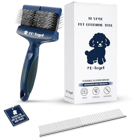 Y.C-Toget Flexible doppelseitige Slicker Bürste für Hunde & Katzen – Sanfte Entwirrung & Unterwollepflege, empfindliche Haut, Goldendoodles, Labradoodles & Pudel