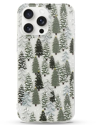 LCHULLE for Christmas Case iPhone 14 Pro,Cute Xmas Tree Snowflake Pattern Clear Soft Case for Women Men Kids,Transparent Silicone Shockproof Bumper Cover for iPhone 14 Pro 6.1,Green Xmas Tree
