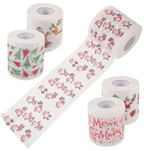 VALICLUD 5 Rollen Weihnachtsservietten StoffäHnlich Einweg Serviette 10X10Cm Kreative Servietten Mit Weihnachtsmotiv FüR Festliche Tischdeko Und Weihnachtsessen