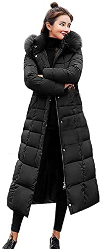 FUPODD Winterjacke Damen Lang Warm Steppmantel Daunenjacken Mit Gürtel Winterparka Langer Daunenmantel Mit Reissverschluss Knöpfen Wintermantel Gefütterte Steppjacke Damenmantel Damen-Jacken Mantel