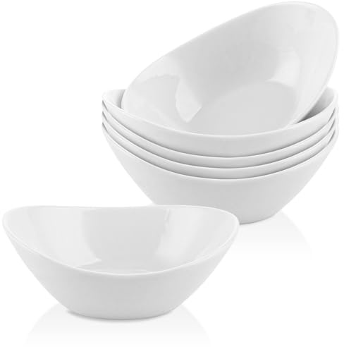 APACALI 6 Stück Müslischale Porzellan, 500ml Salatschüssel Keramik, Keramikschale, Dessertschalen, Suppenteller Keramik, Verwendet für Salat, Brot, Dessert, Obst, Weiß