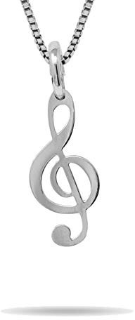 inSCINTILLE Simboli Preziosi Collana Uomo Donna in Argento Rodiato 925 Ciondolo Chiave di Violino o Nota musicale (Chiave Violino - Argento, Grande: 4 cm)