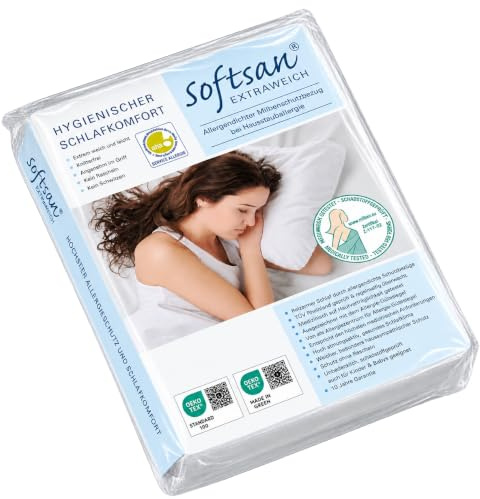 Softsan Extraweich Allergiker Matratzenbezug milbendicht 180x200 cm, Höhe 16 cm, Encasing zum Milbenschutz für Hausstauballergiker milbenkotdicht