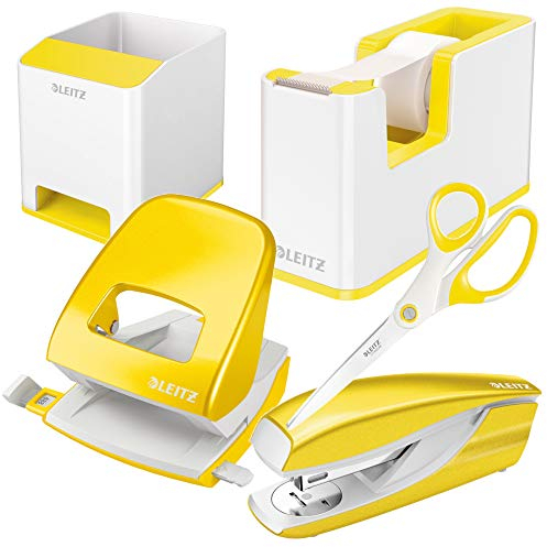 Leitz Wow Sound Stifteköcher mit Soundverstärkungsfunktion, Yellow Set